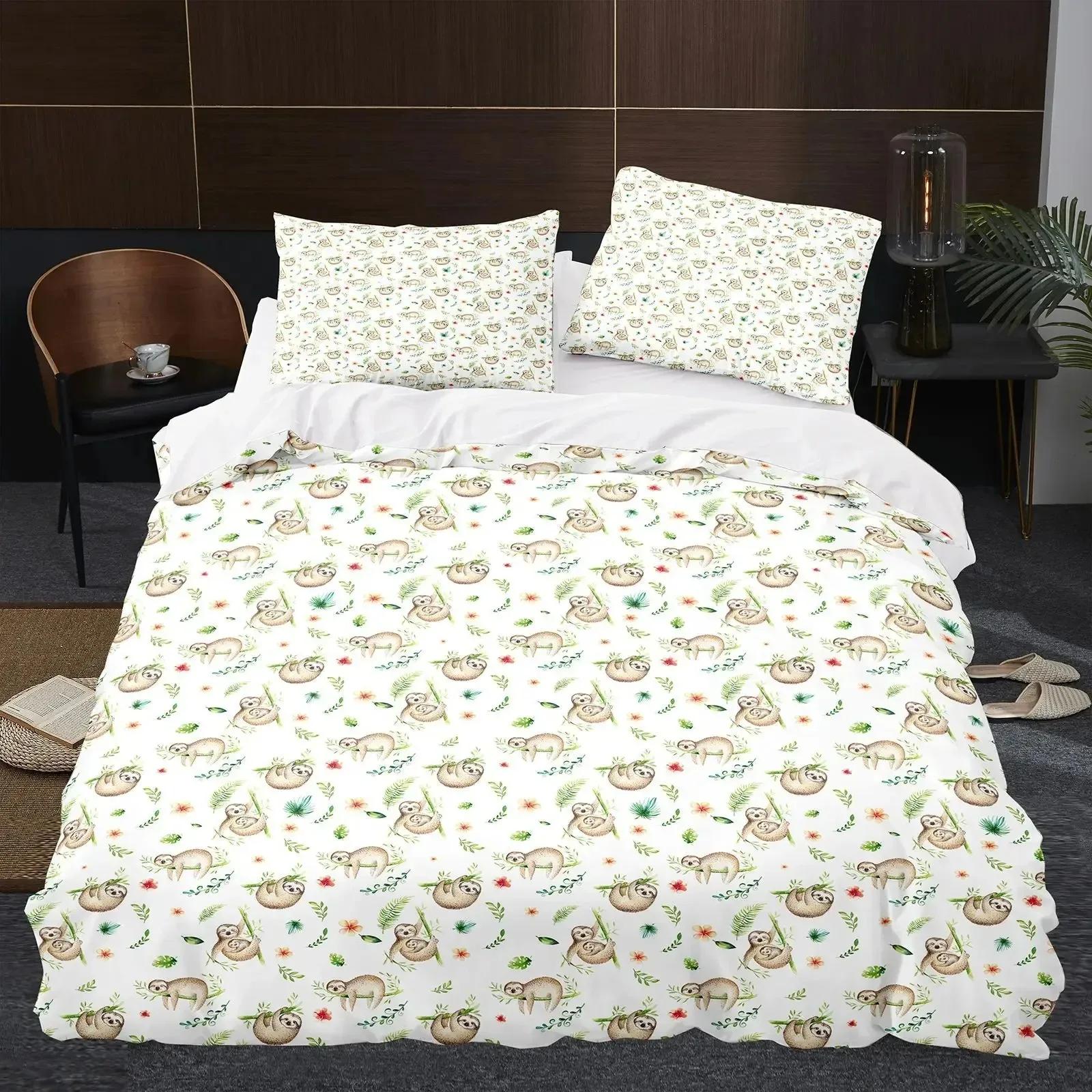 

Мультяшный ленивец пододеяльник Кинг Квин забавный животный постельный комплект для прохладной дикой природы полиэстеровый чехол для одеяла день рождения мальчика EU single(135x200cm)