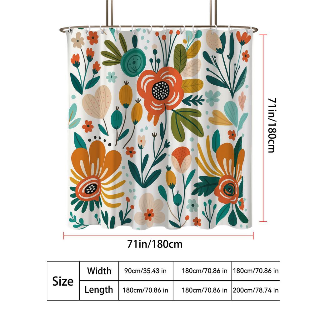 1PC Plants pattern printed shower curtain, funny style, waterproof, with 12 hooks, bathroom showers, bathtub, home use