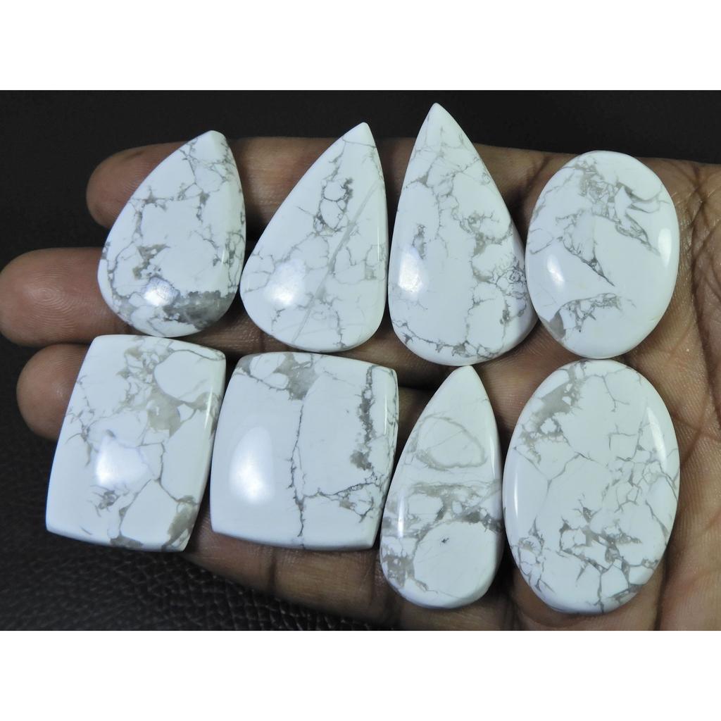 378Cts. Natural Howlite Mix Shape Cabachon Loose Gemstone 08 Pcs Lot C-2548