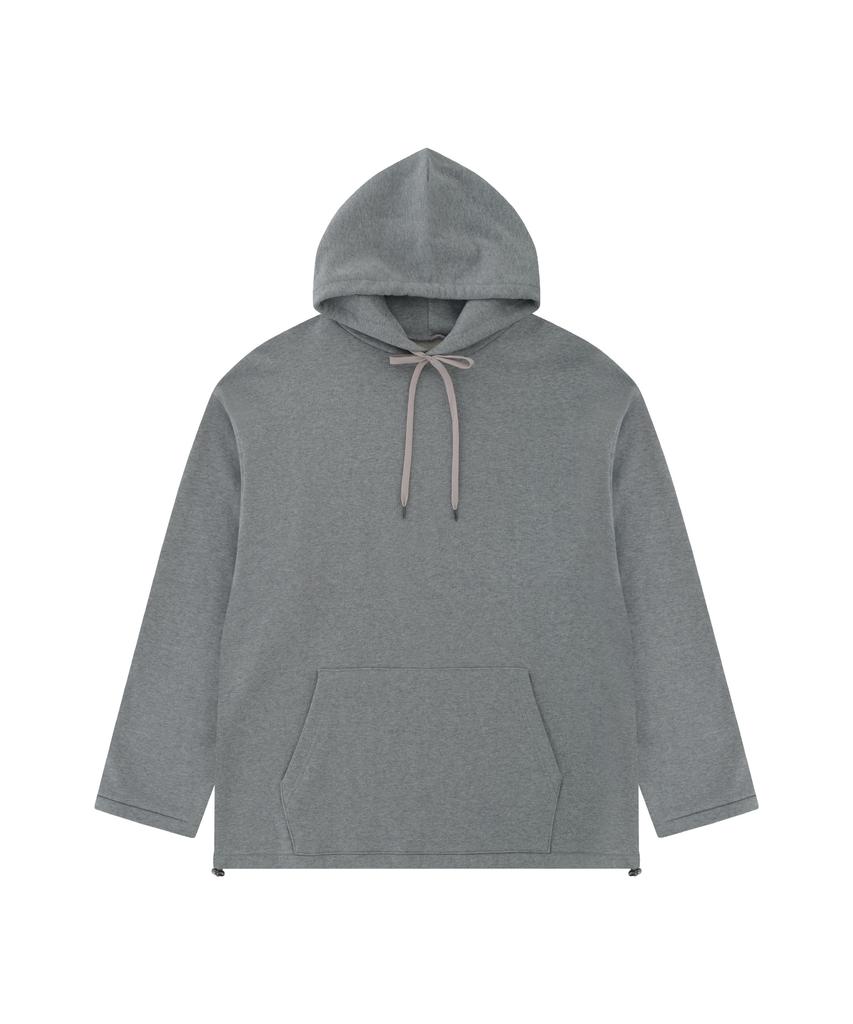 Embroidery Oversized Long Hoody_Gray
