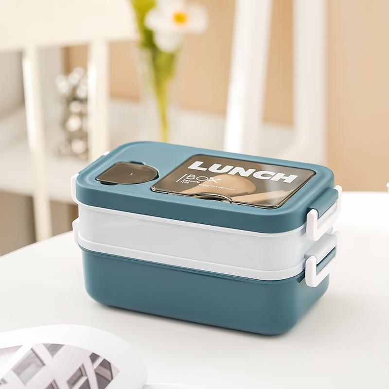 Microwavable Japanese-Style Wheat Straw Lunch Box Set with Compartments for Students and Office Workers