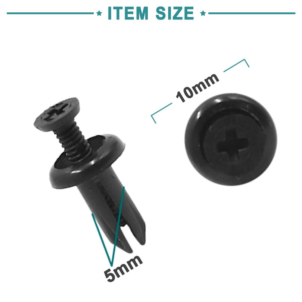 ACROPIX Bumper Fender Fasteners Rivet Clips Automotive Universal 5mm Hole Dia Black 50pcs