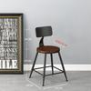 Retro American Solid Wood & Iron Bar Stool with Backrest