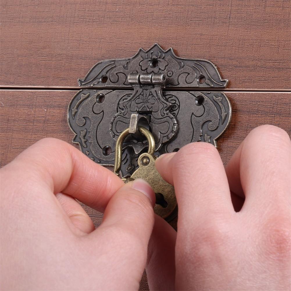 Antique Zinc Alloy Padlock and Hasp for Furniture and Boxes Lock for Jewellery Cases Wooden Storage and Chests