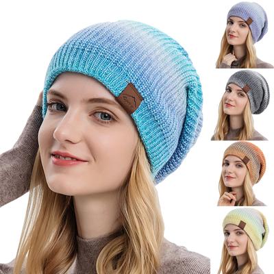 And Winter Knitted Hat Gradient Warm Hat  Fashion Woolen Hat