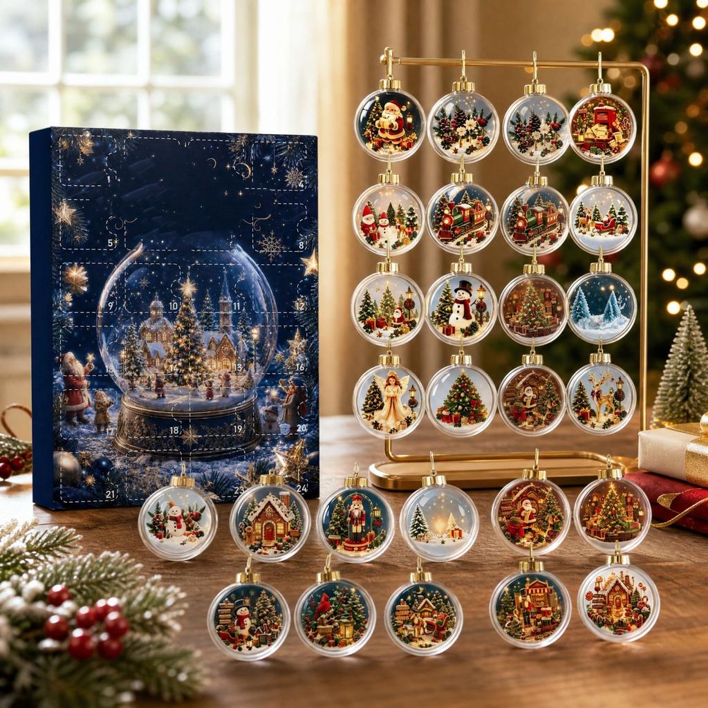 Days Christmas Countdown Advent Calendar with 2D Acrylic Dog Tree Ornaments
