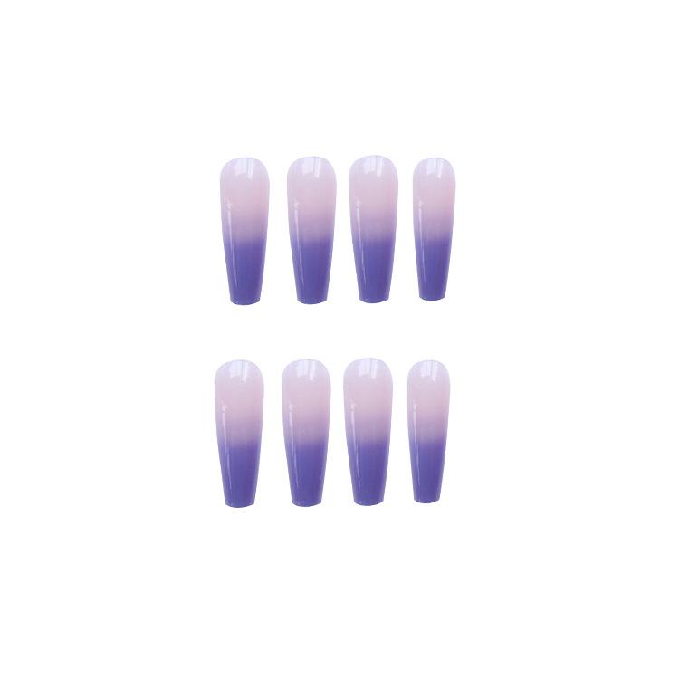 Artificial Nails Translucent Blue and Purple Gradient Wearable Fake Nails Manicure Patches