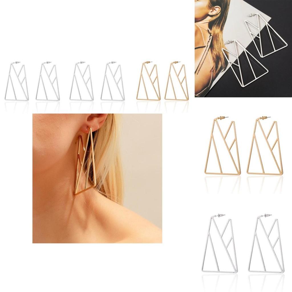 Boucles d'oreilles géométriques triangulaires élégantes pour femmes en couleurs or et argent