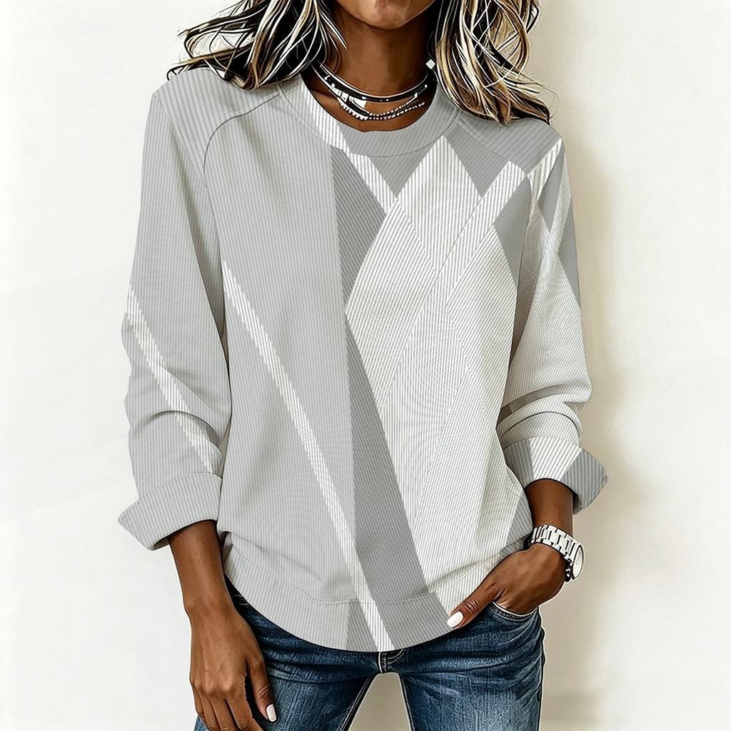 Plus Size Ladies Long Sleeve T Shirt Vintage Floral Printed Casual Loose Daily Blouse