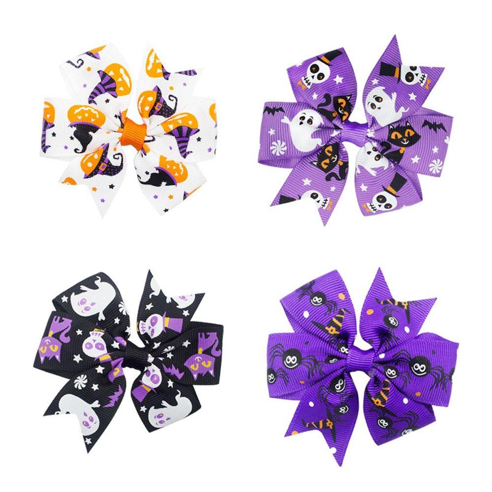 Creative Skeleton Halloween Bow Hair Clip Pumpkin Bat Pumpkin Hairpin Spider Korean Style Bat Duckbill Clip Party