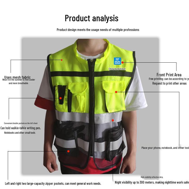 High-Visibility Reflective Mesh Vest for Construction and Night Cycling