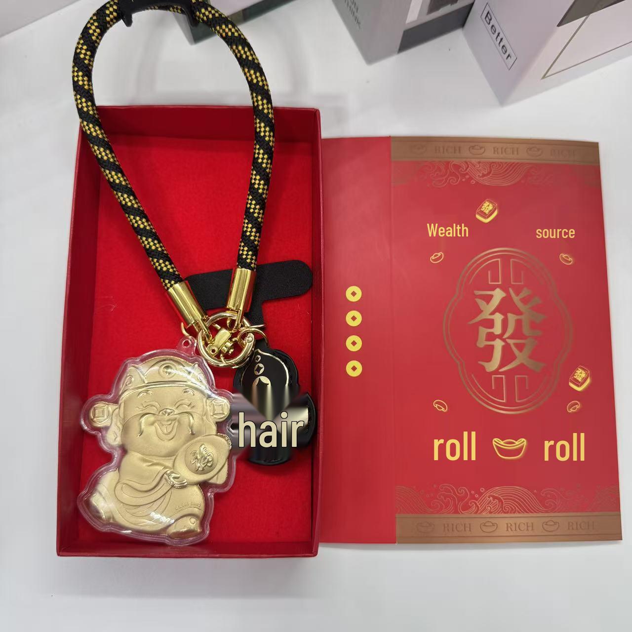 Брелок и подвеска на сумку из чистого золота 999 пробы с мультяшным Богом Богатства Excludes Gold