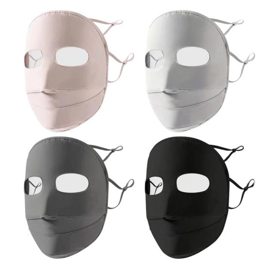 Soft Ice Silk Face Guard, Full Face Protection Face Shield, Breathable Holes Facekini with Elastic Ear Loop for Outdoor Activities Eye Forehead Neck