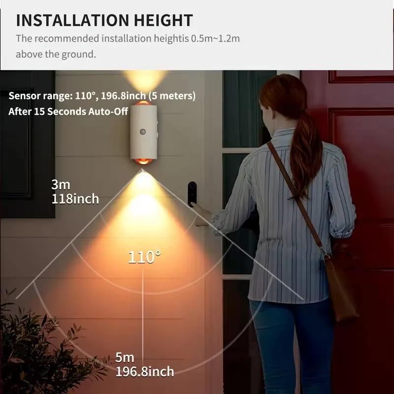 LED Motion Sensor Night Light Sunset Lamp Dual Head Design 1500mAh Rechargeable Wireless Magnetic Wall Lamp for Bedroom