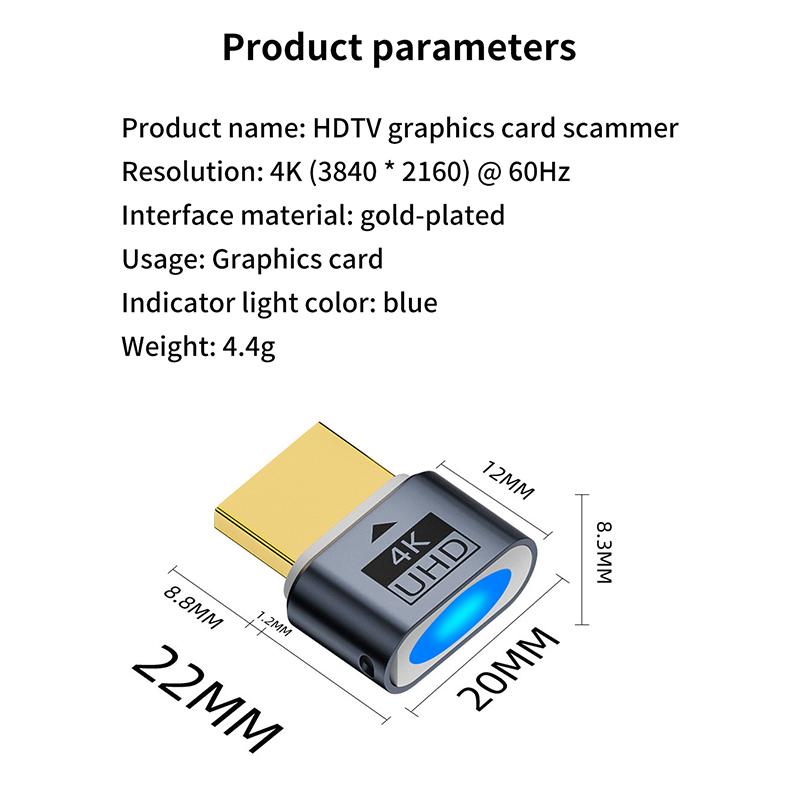 4K 60Hz Pc Graphic Card Cheater  Virtual Display For Laptop Desktop Gpu Testing Tools Tester Accessories Gaming Studio
