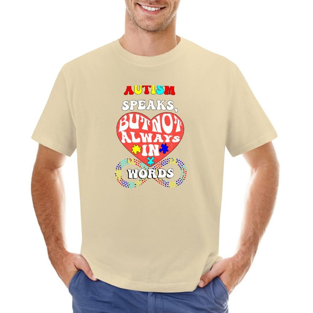 Autism talar, men inte alltid med ord T-shirt för autismmedvetenhet sommarkläder Unisexkläder