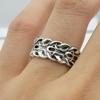Huajie Ancient Silver Color Hollow Out Carving Charming Rings for Men Punk Style Exquisite Men's  Trend