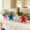 3D Holzstern-Ornamente Patriotisches Amerikanisches Sterne-und-Streifen-Design Werkzeuglose Montage Ornament für Heim- und Bürodekoration 4. Juli Dekorationen