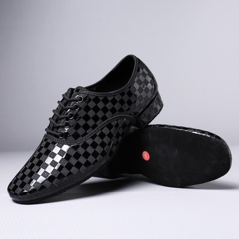 New Men's Checkered Modern Dance Casual Athletic Square Dance Latin Jive Dance Outdoor Soft Bottom Sneakermn
