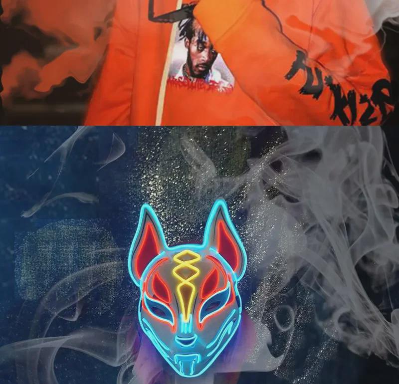 Multi-Color Luminous Sky Fox EL Mask: Full Face LED Costume for Parties