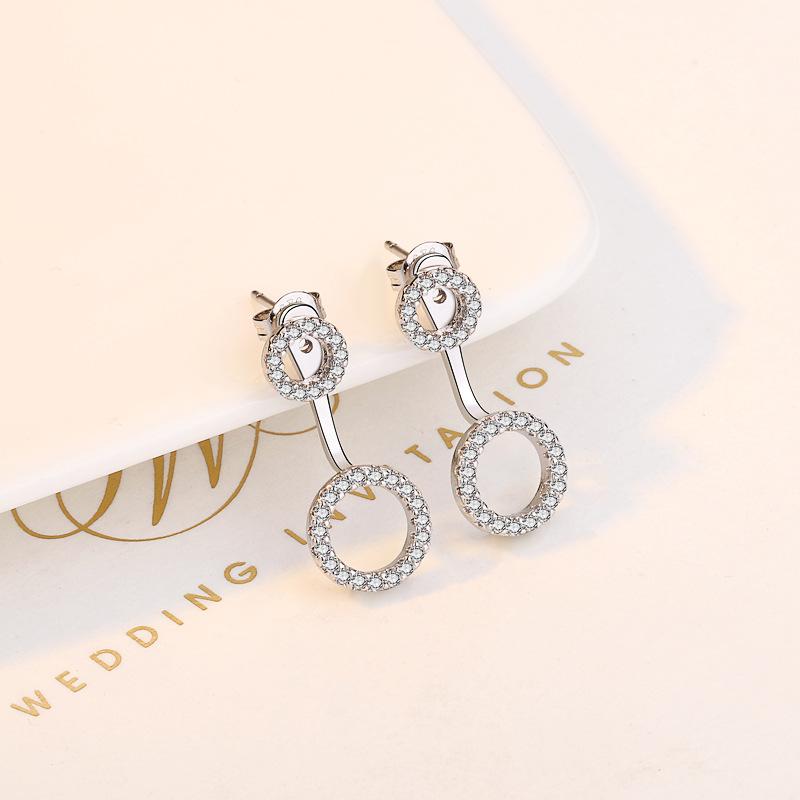 BELLA BOX New Small  Round Earrings With Pure Silver Stud Earrings On The Front And Back Are A Light Luxury Accessory For Women