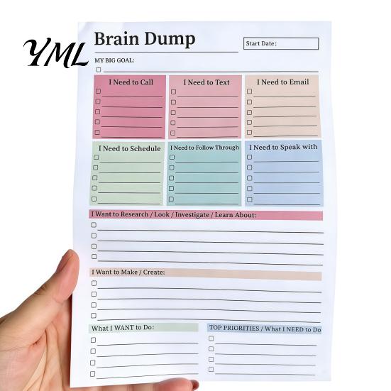 Professional Note Taking A5 Brain Dump Planner, Tear-off Daily Task Pad with 50 Notebook Sheets, Thickened Paper Notepad for Organizing Thoughts
