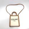CELINE logo Vertical Cabas Mini 2WAY Shoulder Bag Canvas/Leather Beige