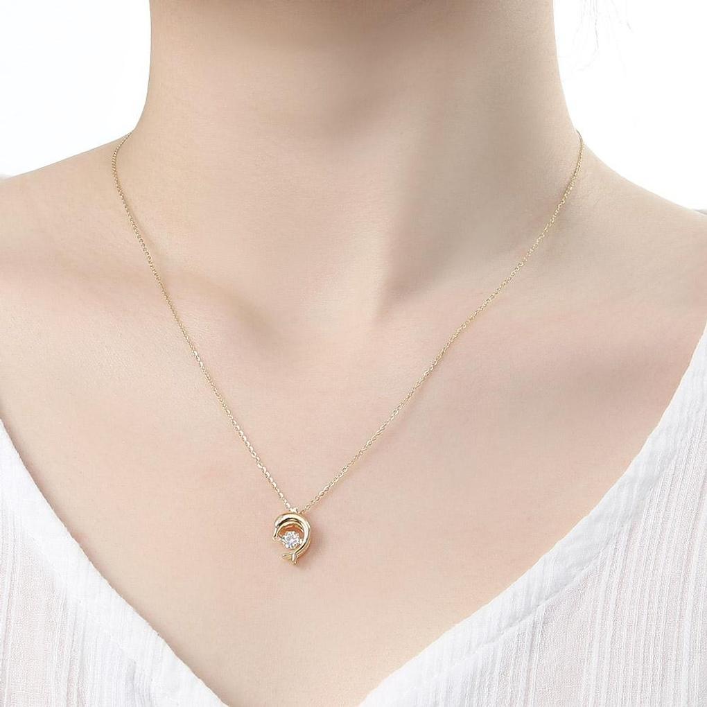 925 Silver Gold Plated Lucky Dolphin Necklace