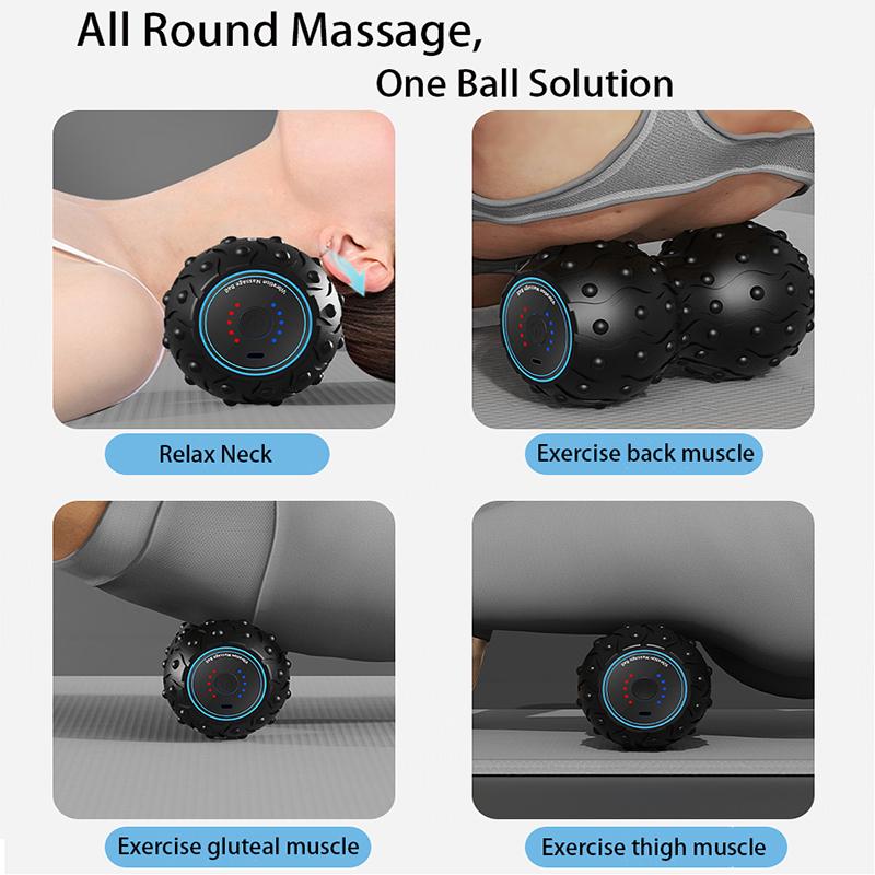 Rechargeable 5 Gears Vibrating Massage Ball Portable Peanut Massager Vibrating Foam Roller For Fitness Mobility Yoga Relaxation