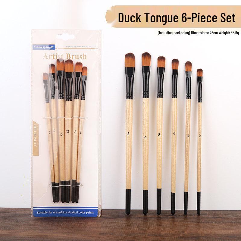 6-Piece Natural Wood Children s Art Painting Brushes for Watercolor, Gouache & Acrylic