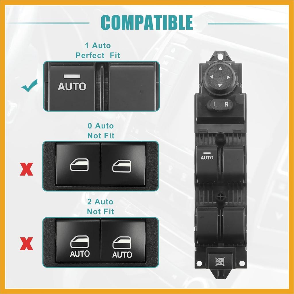 Front Left Driver Side Master Power Window Switch Fit for Mazda 3 Mazdaspeed S I 2010-2013 No.BBM266350B - Pack of 1 Black Replacement