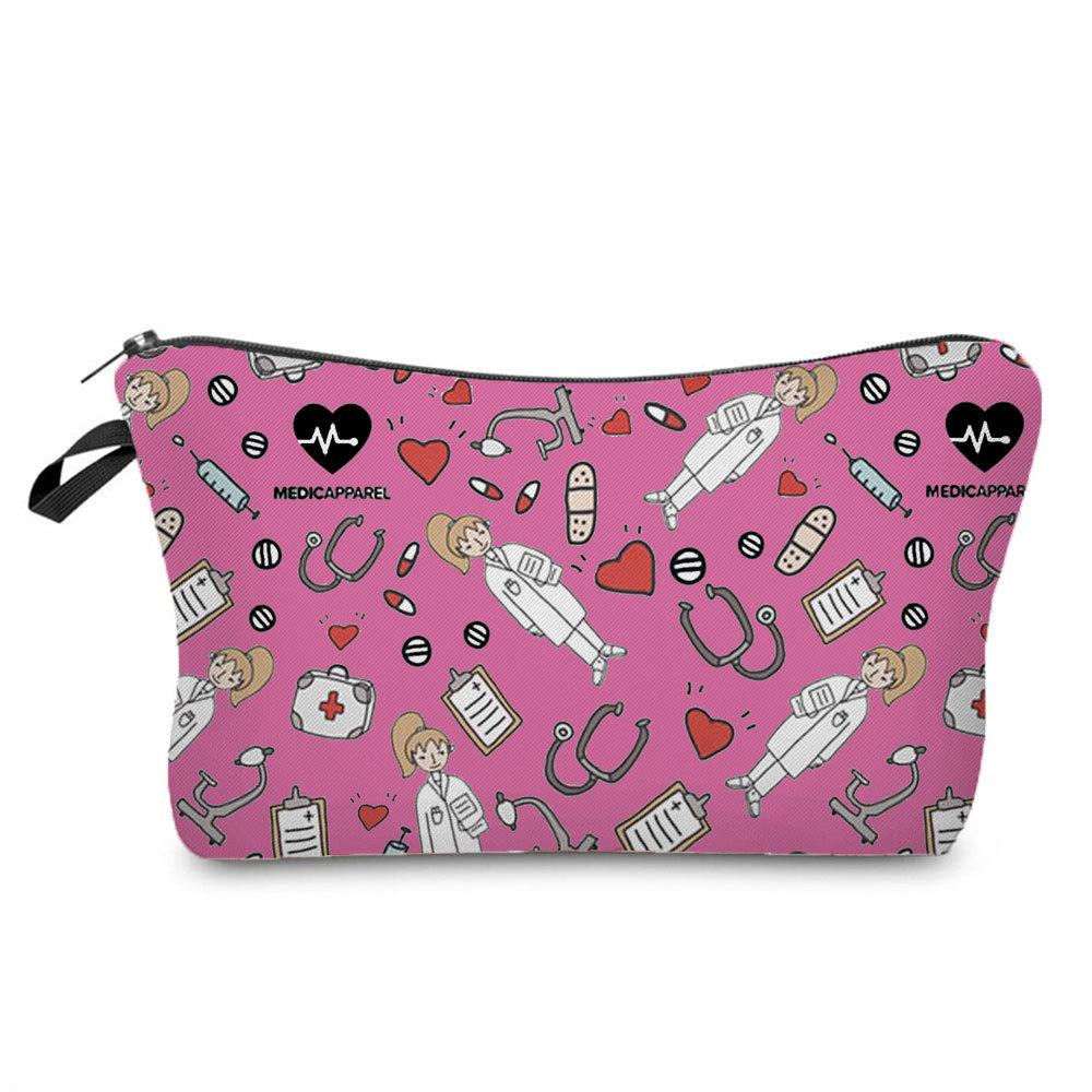 Women Electrocardiogram Print Cosmetic Bag Toiletries Organize Travel Storage Case  6435