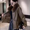 Winter Warmth Plus Velvet Thick Leather Jacket Women's Fashion Western Style Detachable Fur Collar Leather Jacket Trend