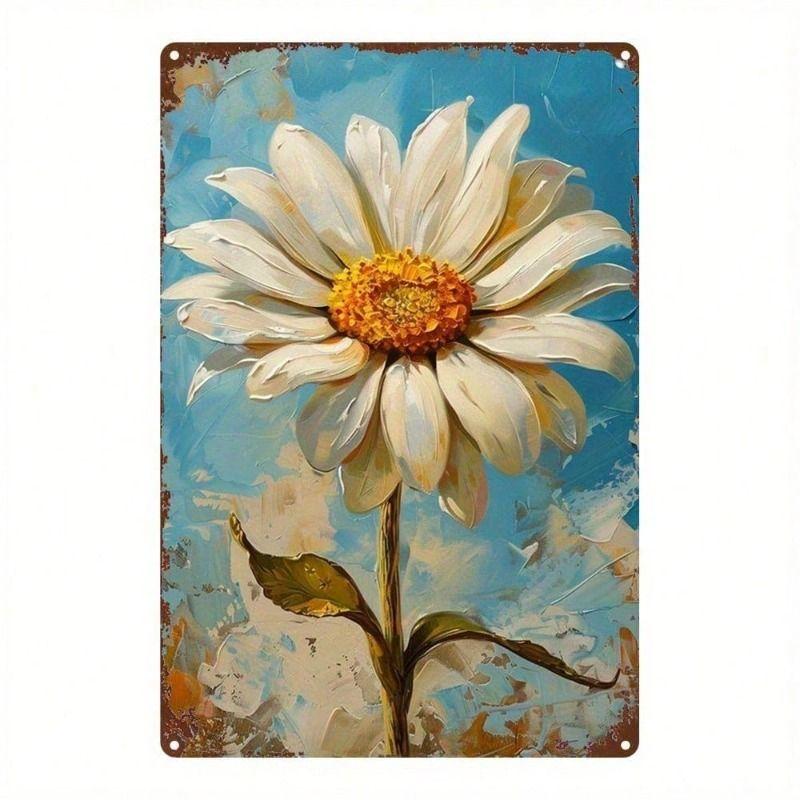 Vintage Metal Flower Sign 20x30cm Rustic Wall Decor for Garden Home
