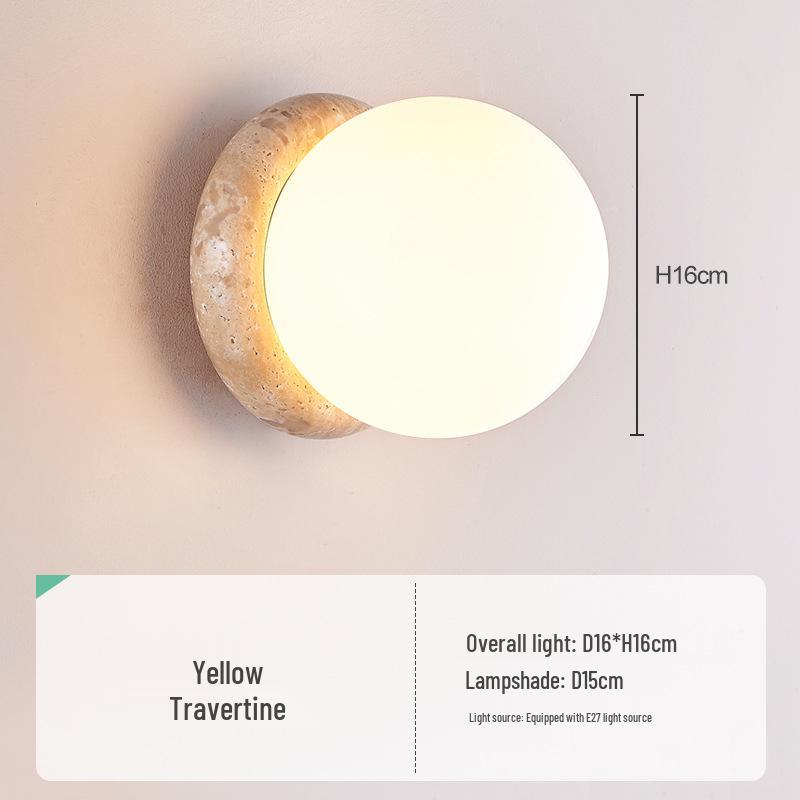Wabi-sabi Style Yellow Travertine Wall Lamp for Bedroom, Courtyard, or Balcony - Waterproof Outdoor Light.