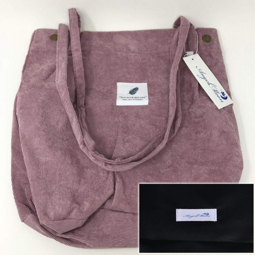 Angel Moon Women's A4 Size Corduroy Tote Bag, Simple and Large, Perfect for College Students, Commuters, Sports, and Lunchboxes. Stylish and Stylish