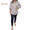 Damesblouse Revers Halve Mouw Enkelrijige Knoopsluiting Blouse Losvallend Pailletten Tops Middellang Design Casual Blouse