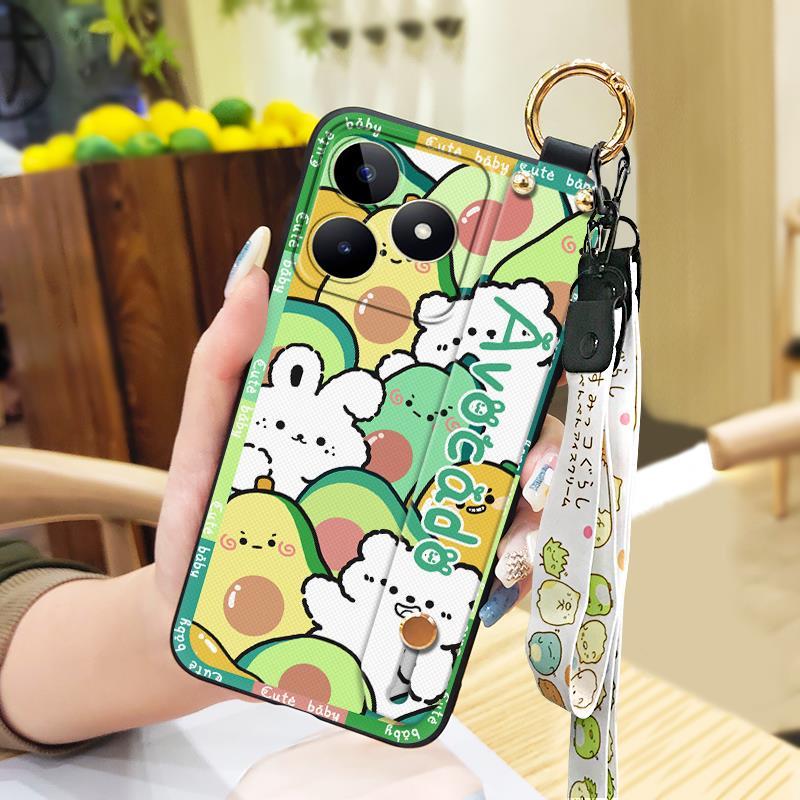 Soft case Anti-knock Phone Case For Realme C53/Narzo N53 Waterproof Wristband Phone Holder Cute Wrist Strap Kickstand