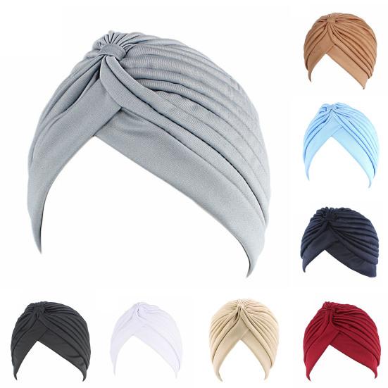 Turban Cap Solid Color Cross Shape Headdress Brimless Pure Color Beanie Headwrap Party Accessories
