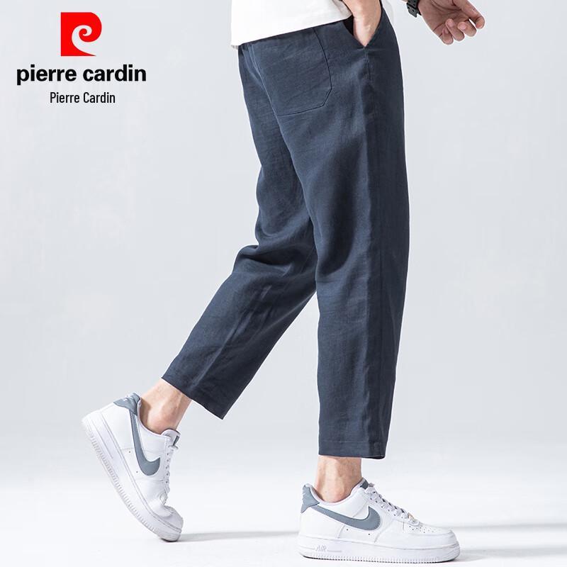 Pierre Cardin Men's 100% Linen Straight-Leg Cropped Pants