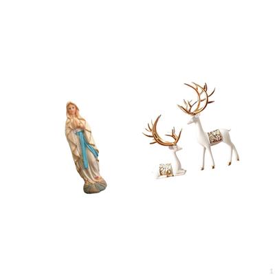 European Mary Statue Reindeer Statues Collectable Craft Artwork Decorative Desk Display Blessed