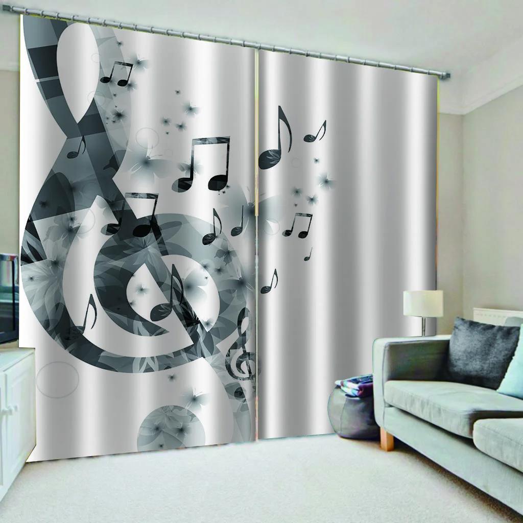 Music Notes Piano Blackout Window Curtain for Bedroom Living Room Bathroom Kicthen Door Hall Home Hook High Shading New Pattern