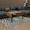 Scandinavian coffee table, oak lamellas/black, loft table with shelf