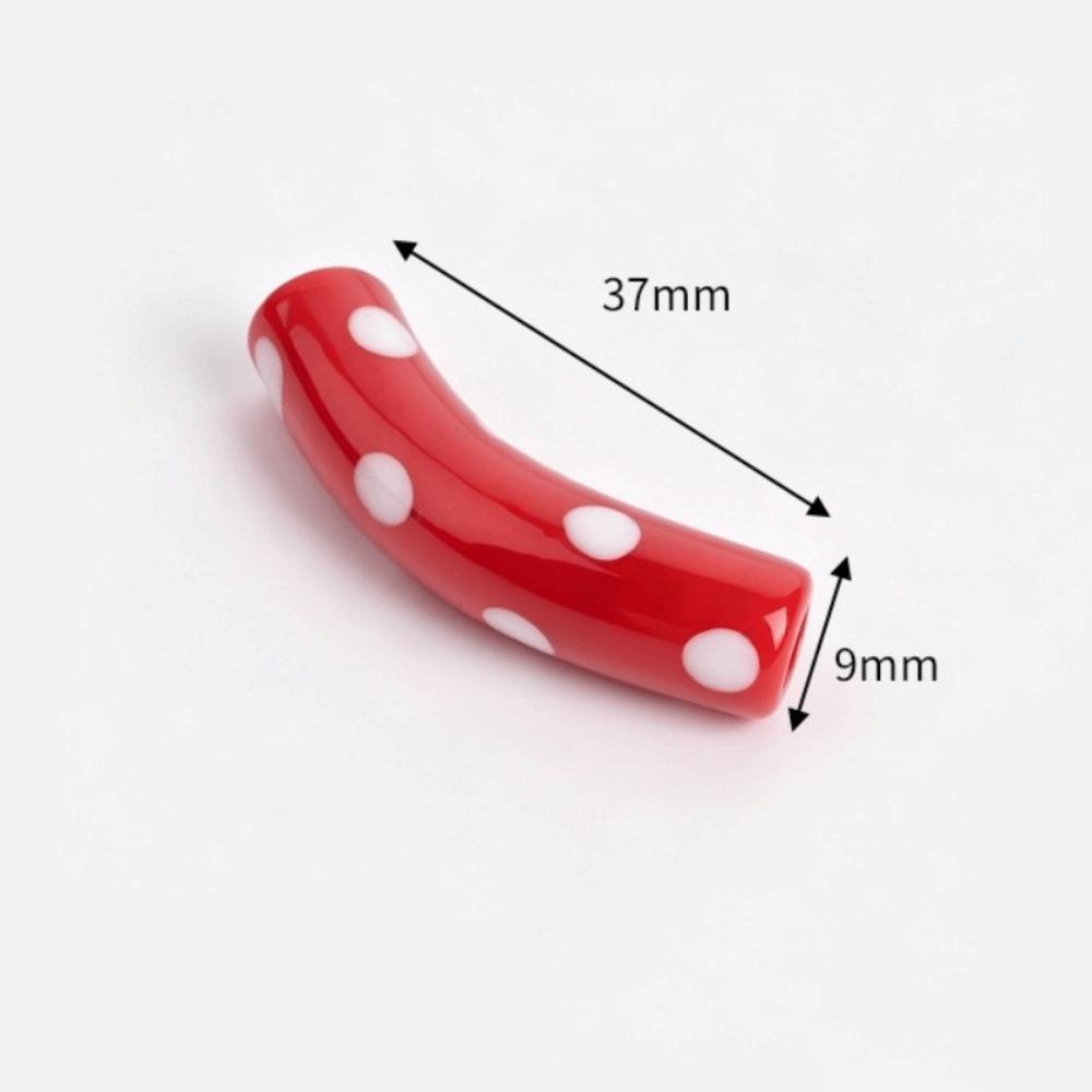 With Hole Curved Glass Beads 37 Styles Polka Dot Beads Lampwork Beads for 20pcs Diy Jewelry Making