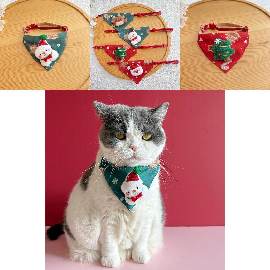 Weihnachts-Haustier-Dreieckstuch mit Weihnachtsmann-, Elch-, Schneemann-Design für Katzen und Hunde Winter-Feiertagsdekoration