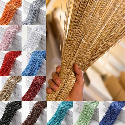 1x2m Shiny Tassel Silver Line String Curtain Valance Living Room Divider Wedding Window Door Divider Drape Home Decor