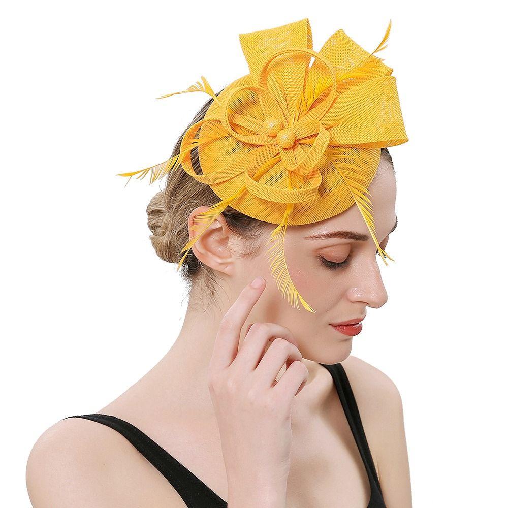 Feather Fascinator Caps Mesh Makeup Prom Elegant Hair Accessories  Women