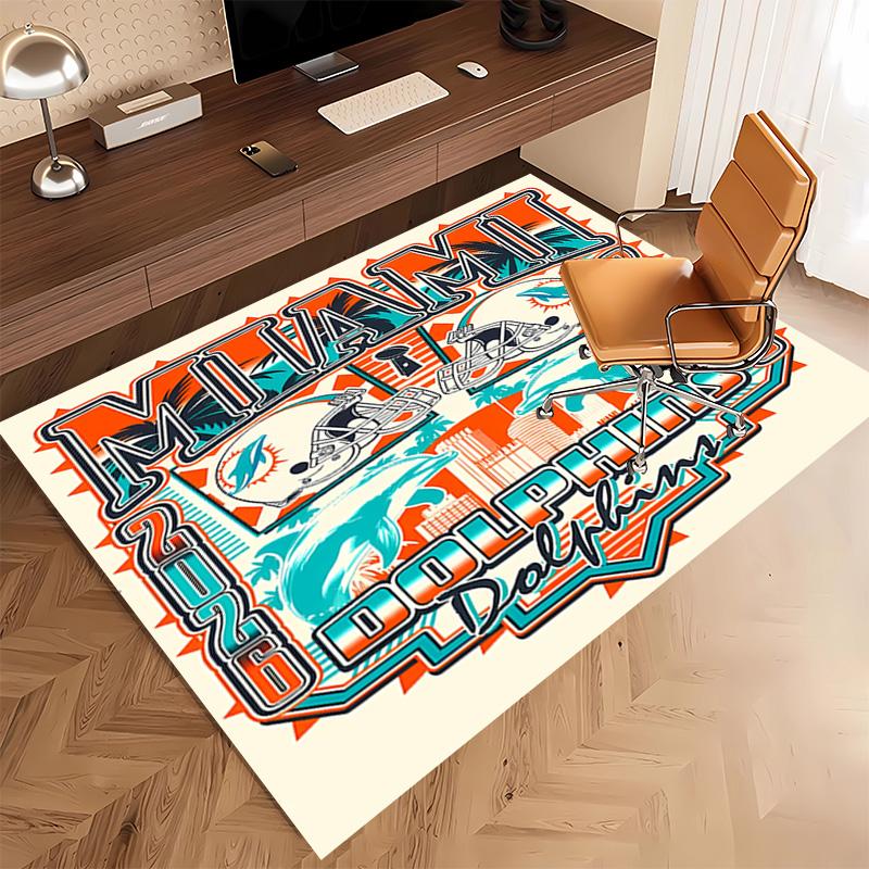1pc Miami Dolphins logo Print Area Rug - Soft, Washable Non-Slip Indoor Mat, Living Room, Home Office Decorative Rug,Office Decorative