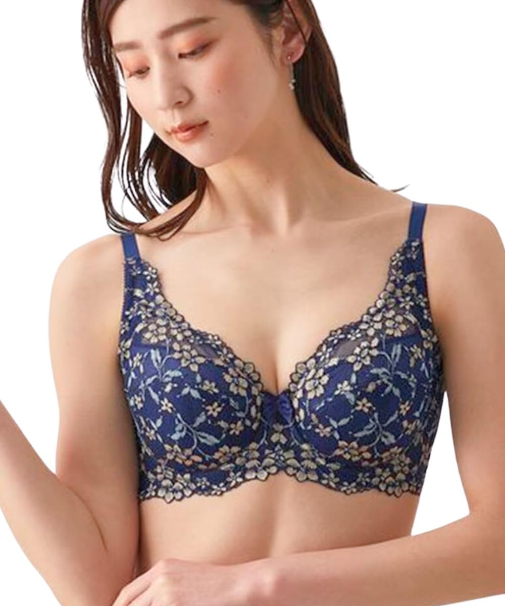 

кружевной бюстгальтер с полной чашкой Night Navy J85 [Nissen] Бюстгальтер, с высокой боковой частью (маленькие цветы) (Японское кружево) (Триумф) (н, ФУЛЛРЕ) (узор «незабудка»)