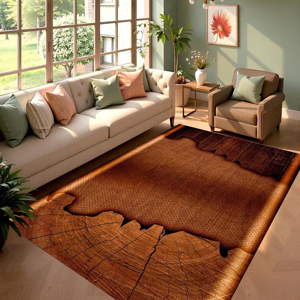 

Living Room Rug Lava Wood Grain 3D Visual Illusion Theme Carpet Non-Slip Soft Easy Clean Impactful Home Decor Mat 40X60cm